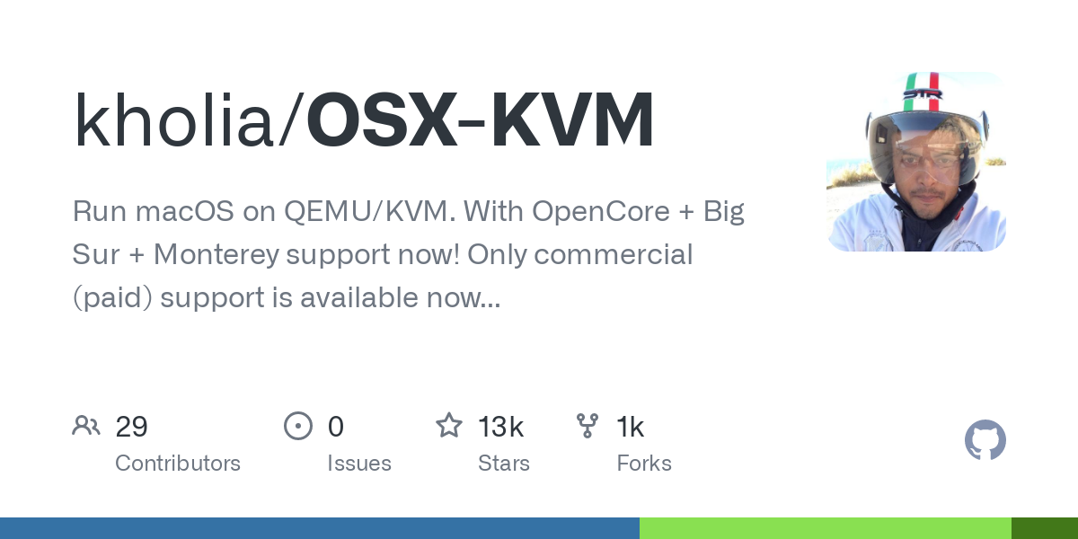 Kholia/OS X-KVM: Run macOS on QEMU/KVM