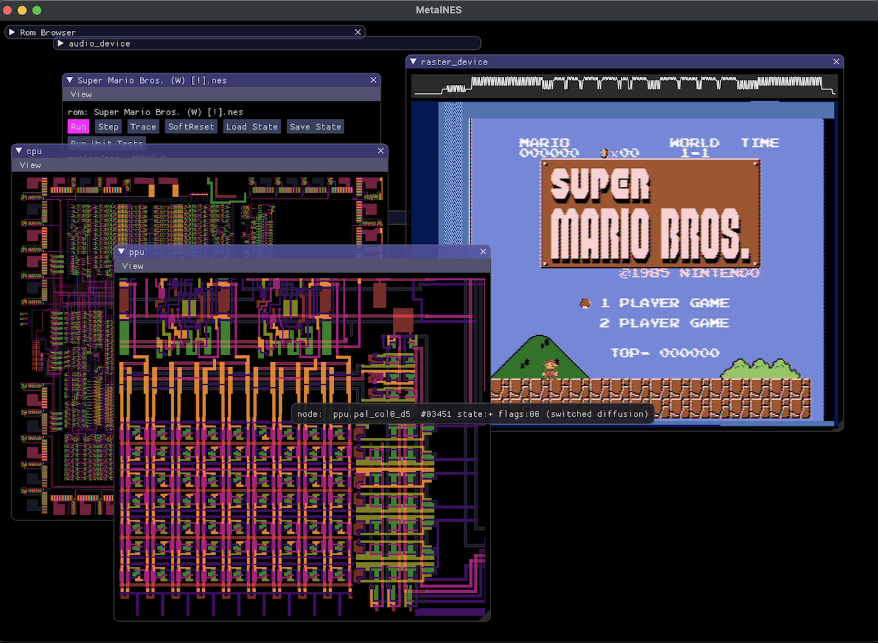 MetalNES: Transistor Level NES Simulation