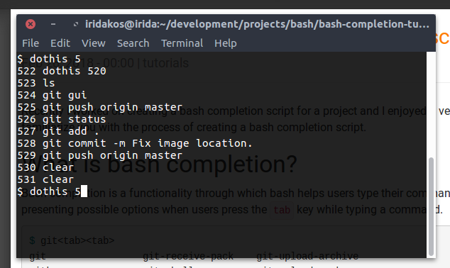Creating a bash completion script (2018)