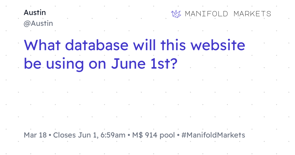 Prediction market: We’re unhappy with Firestore. What will we switch to?