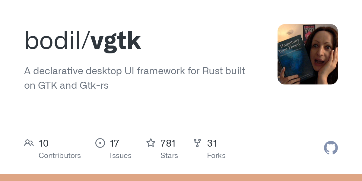 A declarative desktop UI framework for Rust built on GTK and GTK-rs