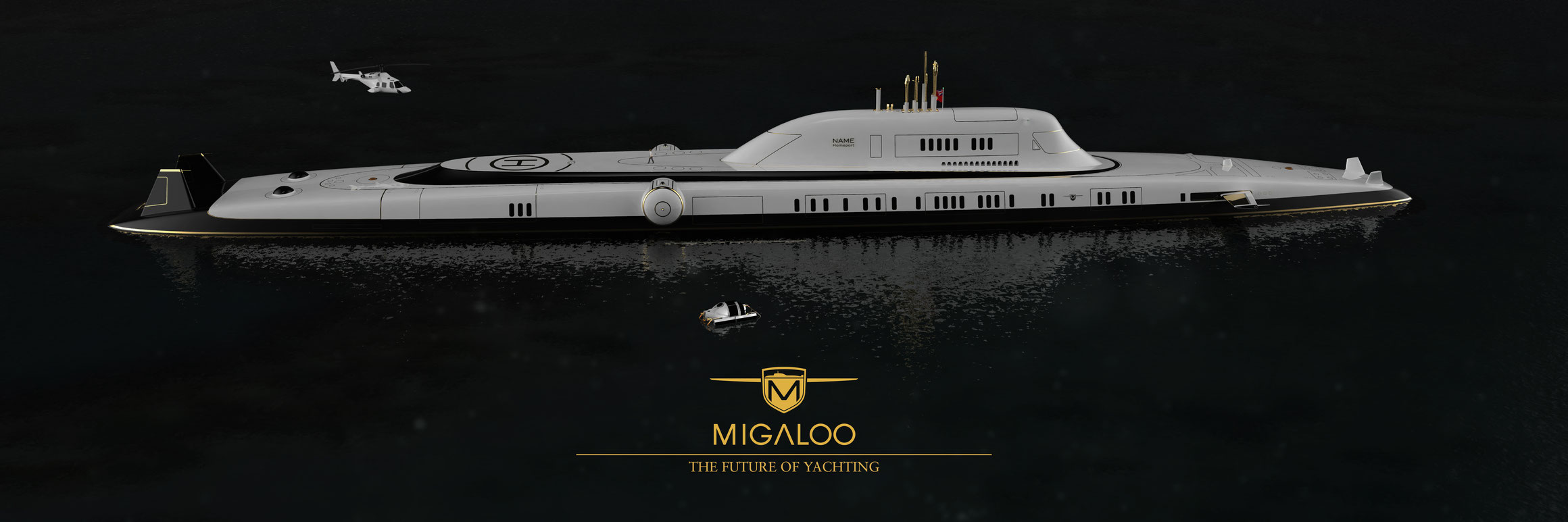 165 m private submersible superyacht