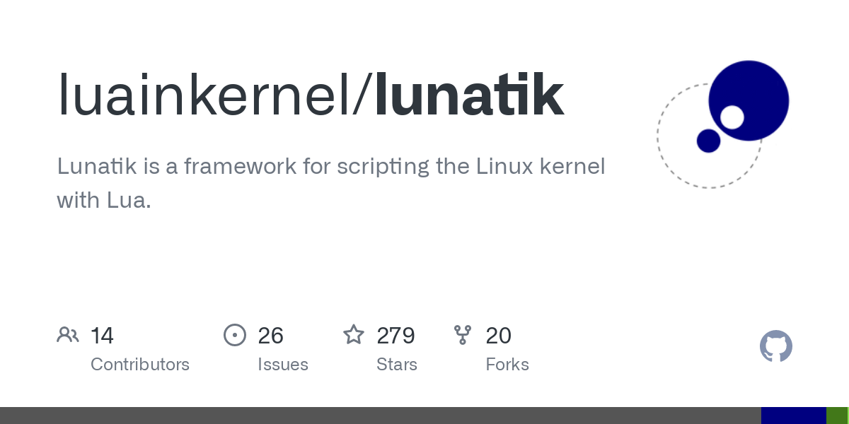 Lunatik: Lunatik is a framework for scripting the Linux kernel with Lua
