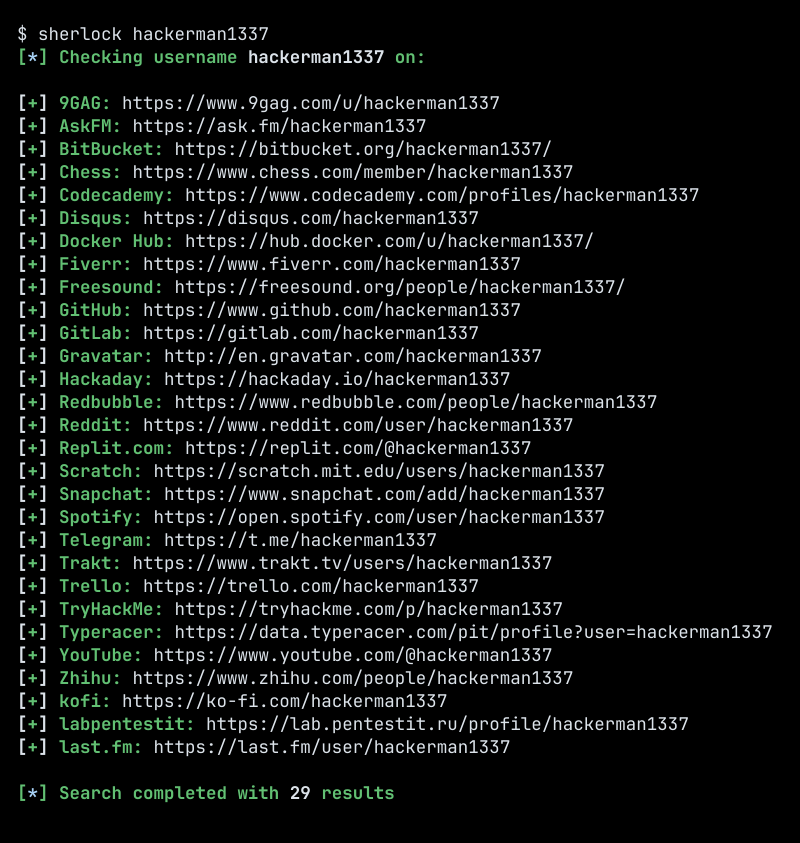 Sherlock: Hunt down social media accounts by username across 400 social networks