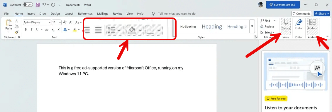 “Free” Office for Windows is being trialed