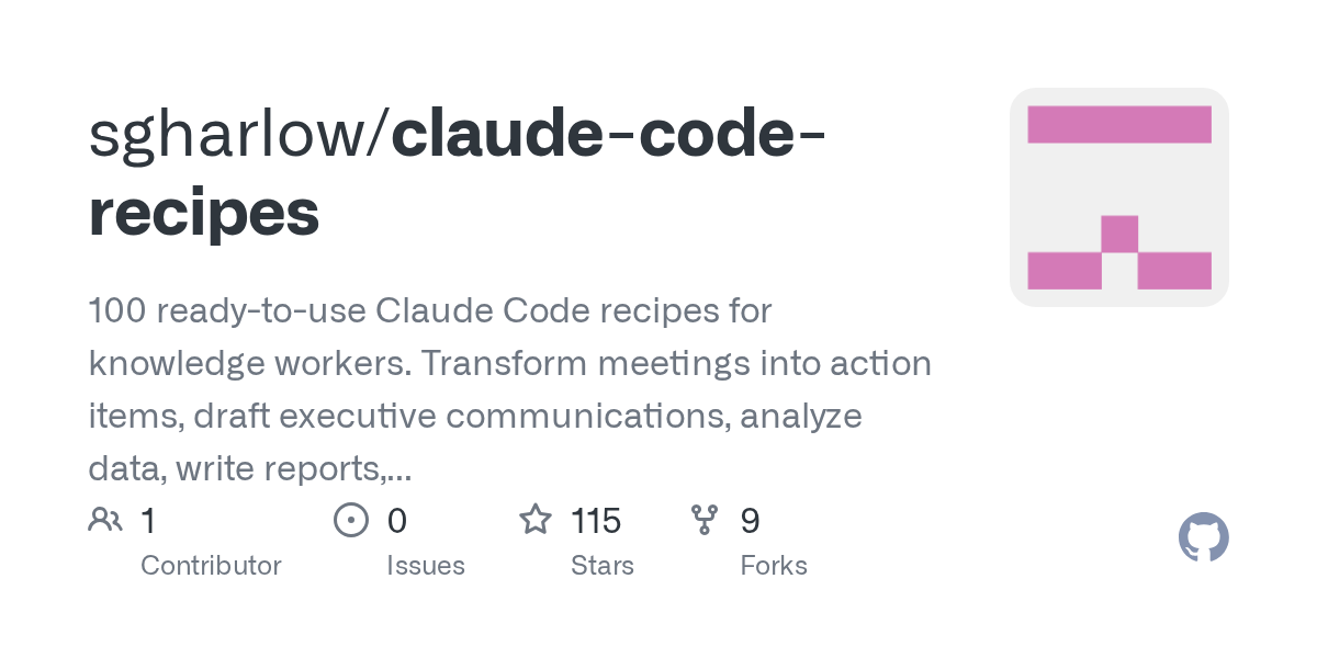 Show HN: Claude Code Recipes for Knowledge Workers (Open Source)