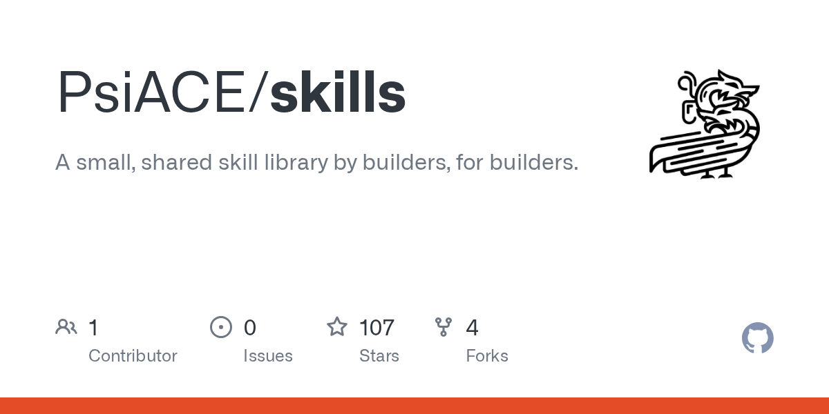 A small, shared skill library by builders, for builders. (human and agent)