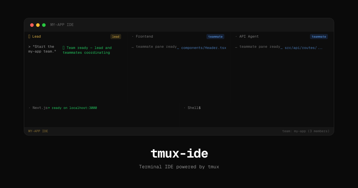 Show HN: Tmux-IDE, OSS agent-first terminal IDE