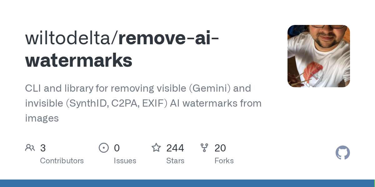 Remove–AI–Watermarks – CLI and library for removing AI watermarks from images